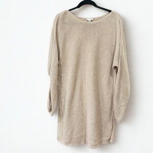 J. Jill $89 Ribbed Boatneck Tunic Sweater Oatmeal Beige L
